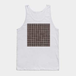 Handmade grid check brown chocolate Tank Top
